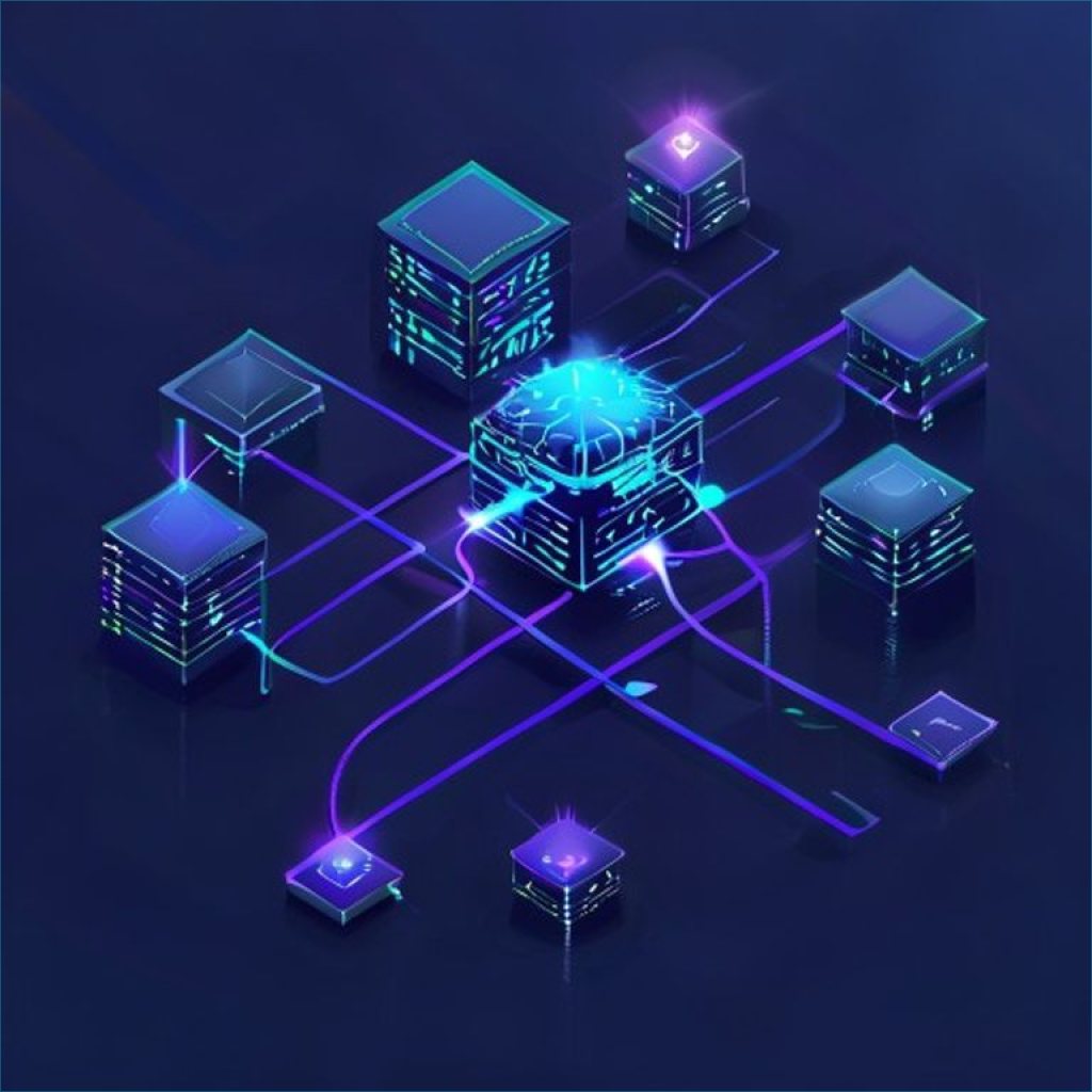 現有系統 AI 化服務圖示:伺服器區塊以 API 橋接